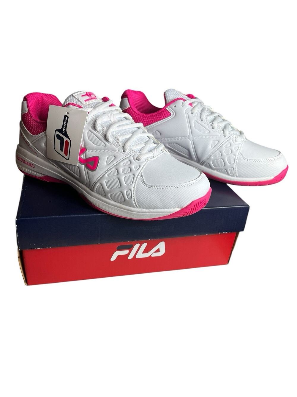 Fila Double Bounce 3 Womens Size 9.5 Pink, White Pickleball Shoes 5PM00606-154